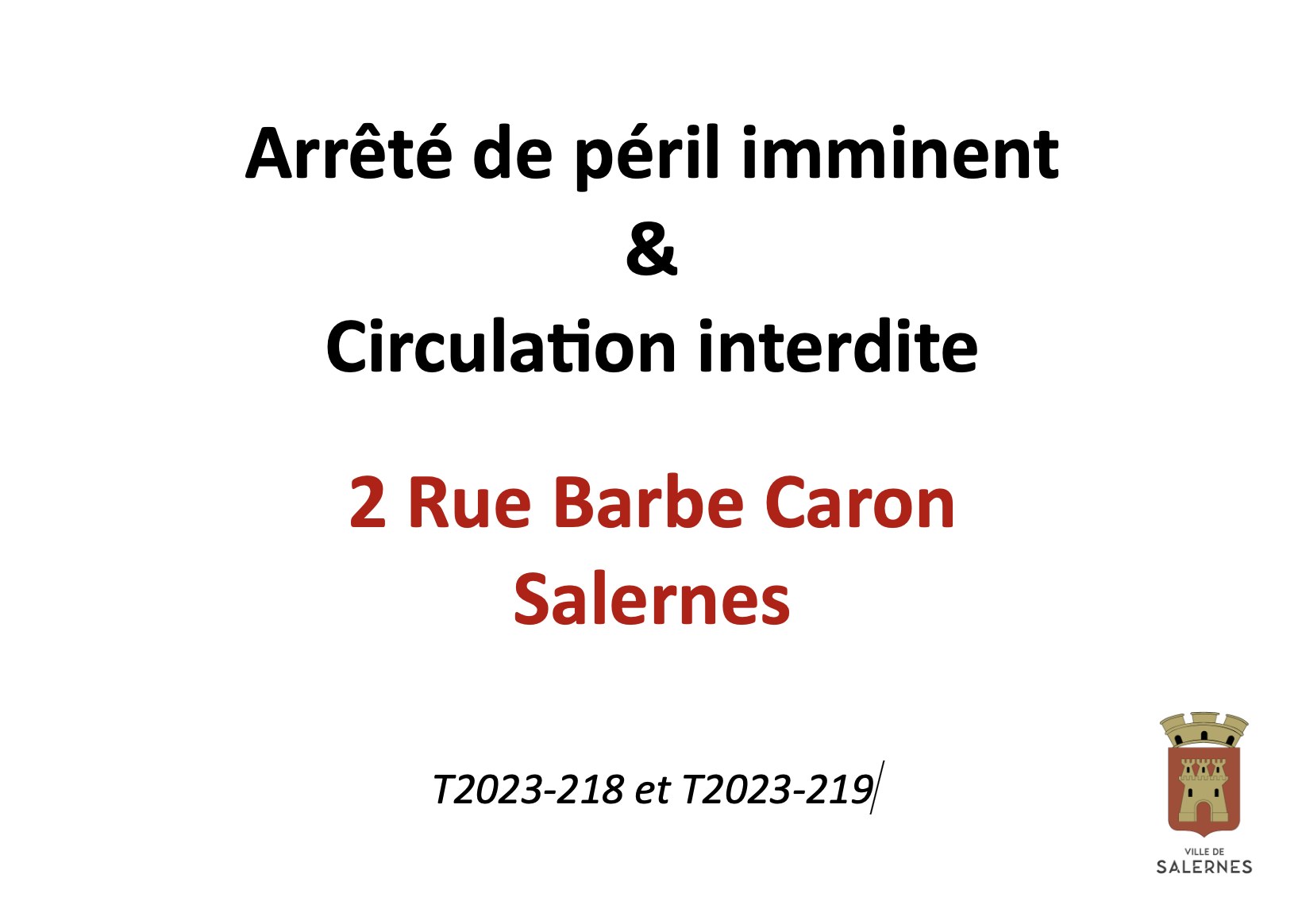 Arrêté Rue Barbe Caron