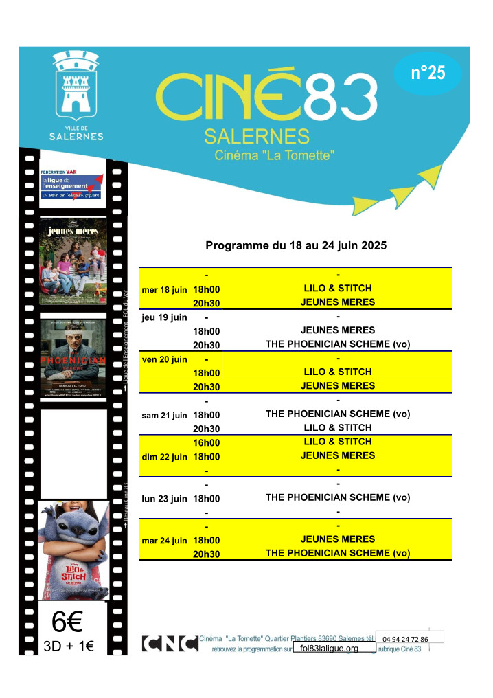 Programme cinéma La Tomette du 18 au 21 juin 2025