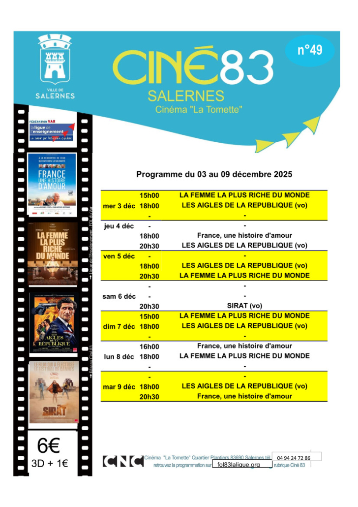 Programme du cinéma du 03 au 09 décembre 2025