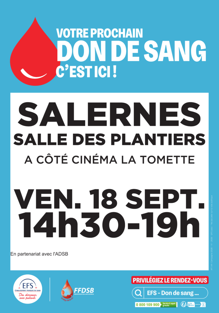 Don du sang septembre 2026 - Salernes