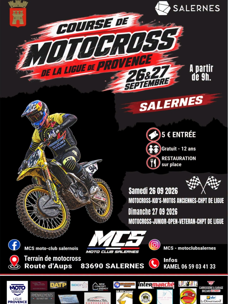 Course de motocross de la Ligue de Provence - septembre 2026 Salernes